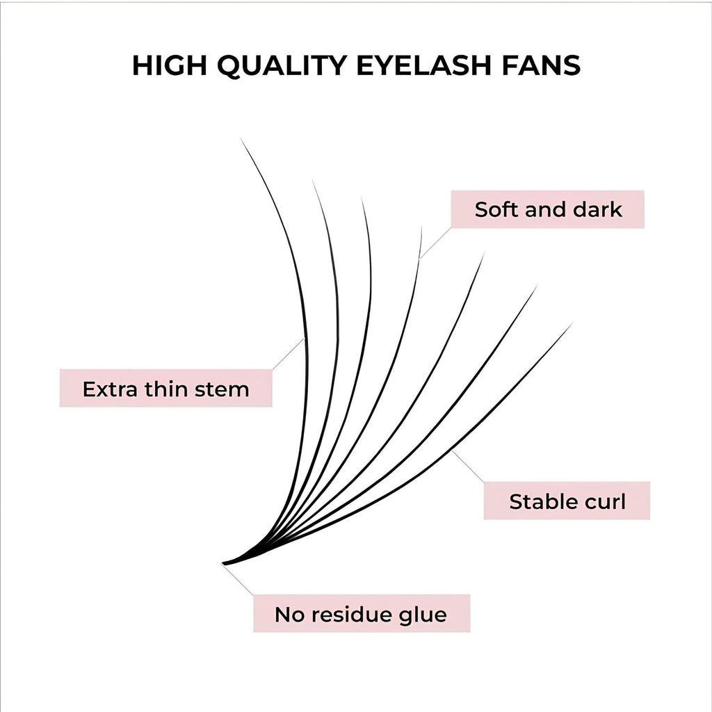 MDC LASHES 500 Premade Fans — Volume Lash Extensions 5D-20D, C/CC/D Curl, 8-18mm