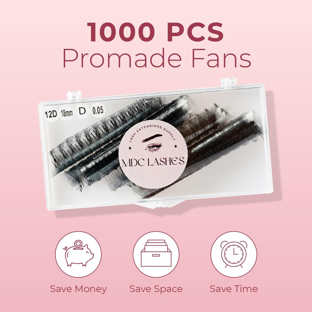 MDC LASHES Promade Eyelash Fans – Ultra Speed Premade Lashes (5D-20D, C/CC/D, 10-18mm)