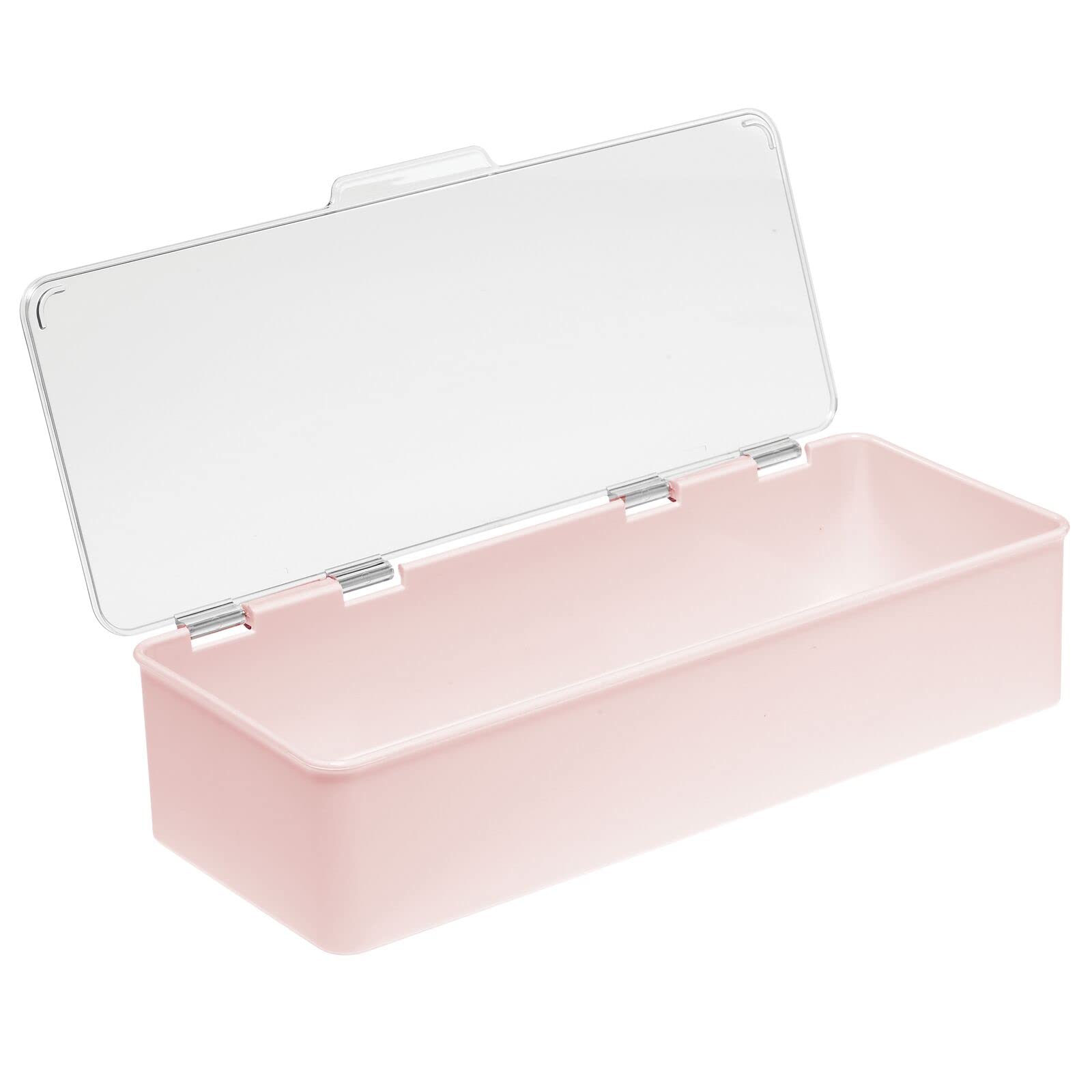 mDesign Long Plastic Cosmetic Storage Organizer Box Set 2 Pack Hinged Lid Light Pink/Clear