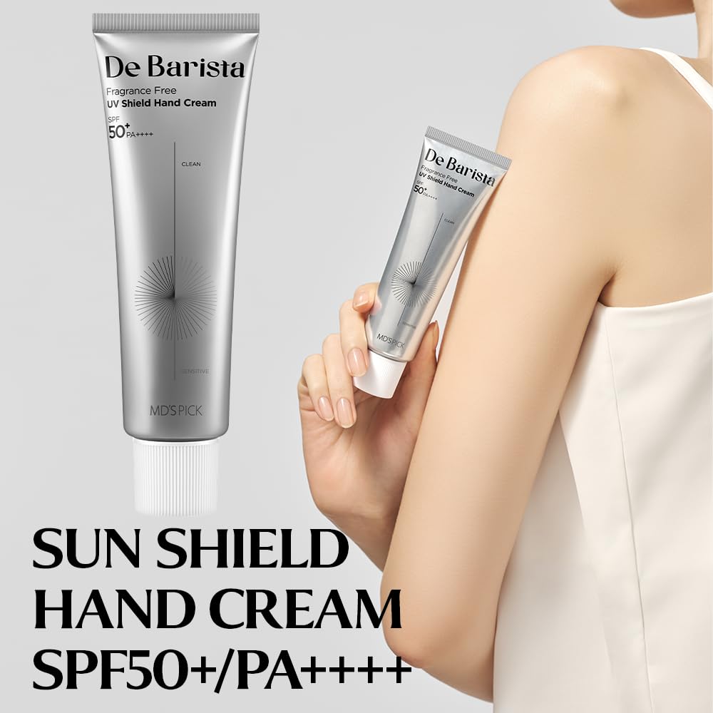 MD'S PICK De Barista Sun Shield Hand Cream SPF50+/PA++++ 50g – Fragrance-Free, Vegan, Lightweight