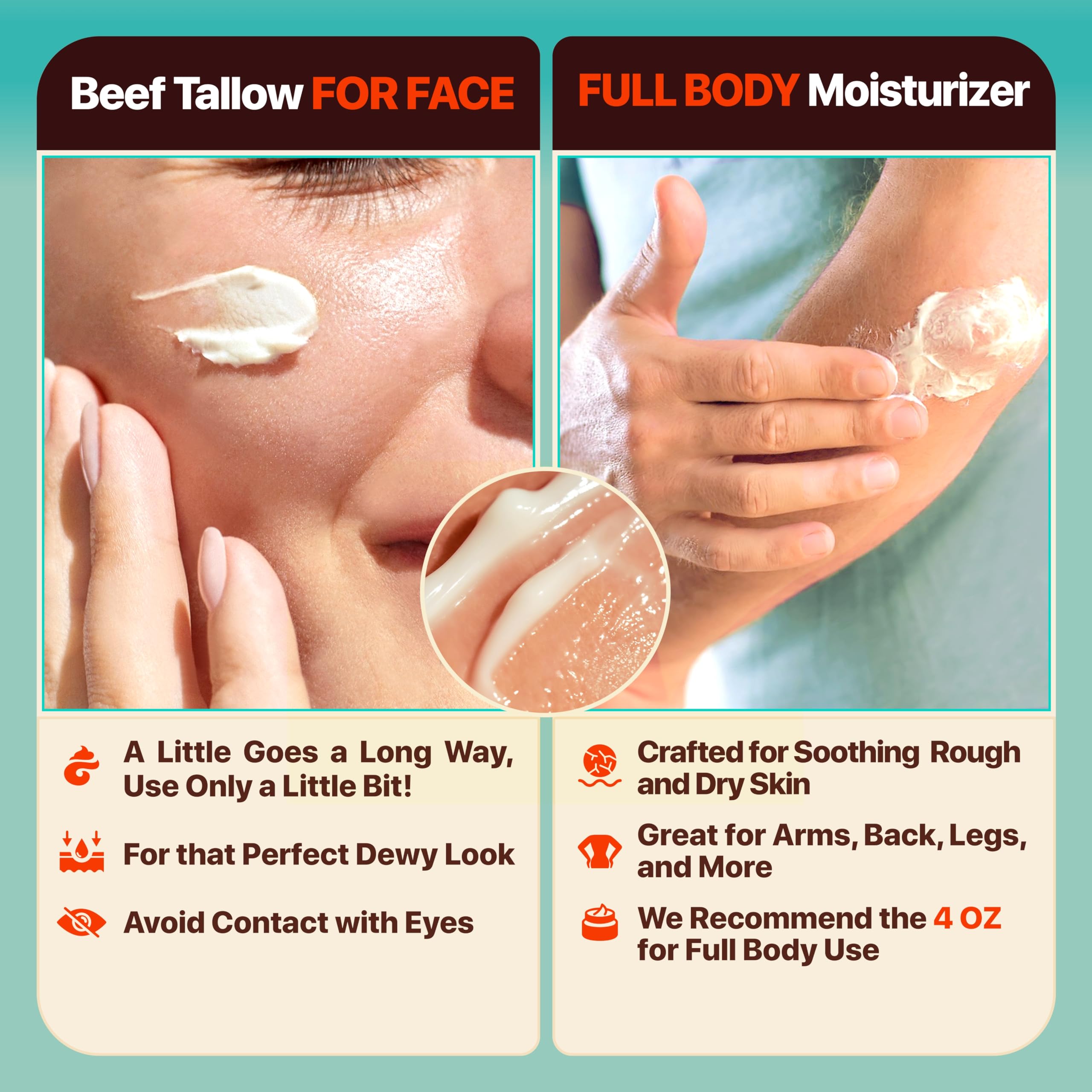 Meadow Bliss Beef Tallow for Skin – Moisturizer Cream with Grass-Fed Tallow, Organic Jojoba Oil & Shea Butter | Citrus Breeze | 4 oz | Made in USA
