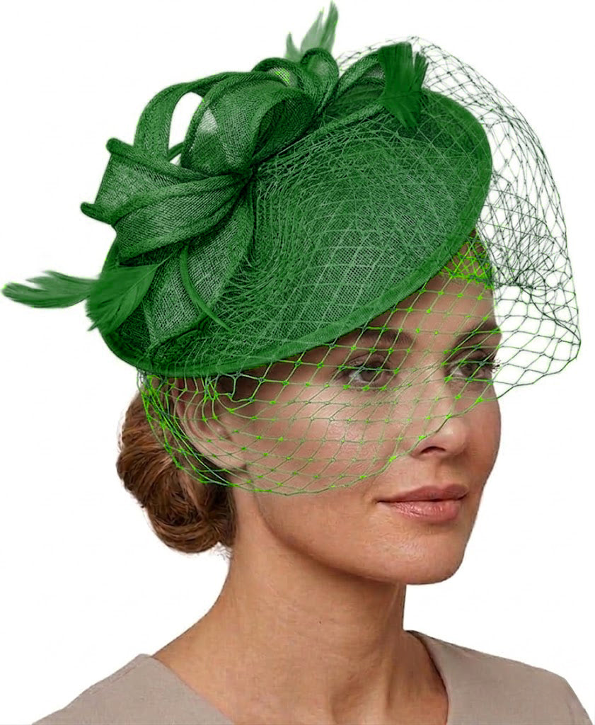 Caprilite Saucer Sinamay Headband Fascinator Wedding Ascot Hat Hatinator Birdcage Veil[Green]