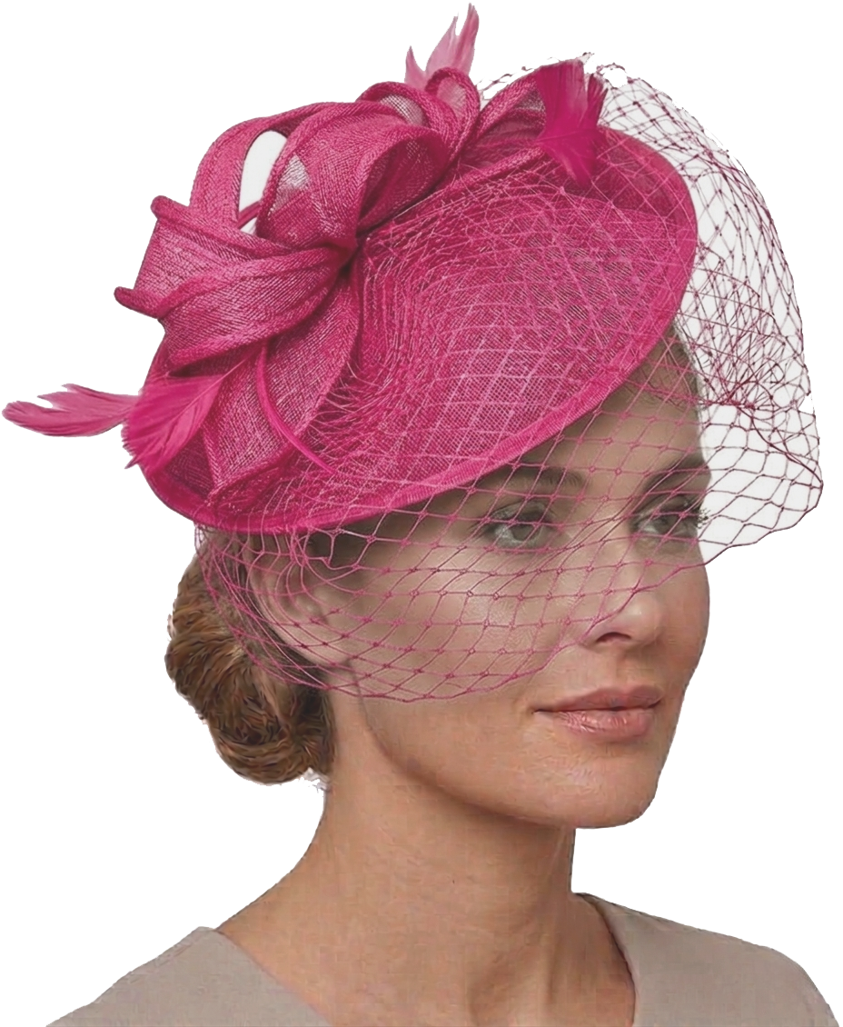 Caprilite Saucer Sinamay Headband Fascinator Wedding Ascot Hat Hatinator Birdcage Veil[Fuchsia Hot Pink]