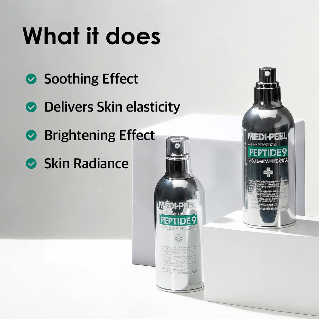 MEDI-PEEL Peptide 9 Volume White Cica Essence – Bubble Texture Brightening Serum for All Skin Types | Korean Skincare