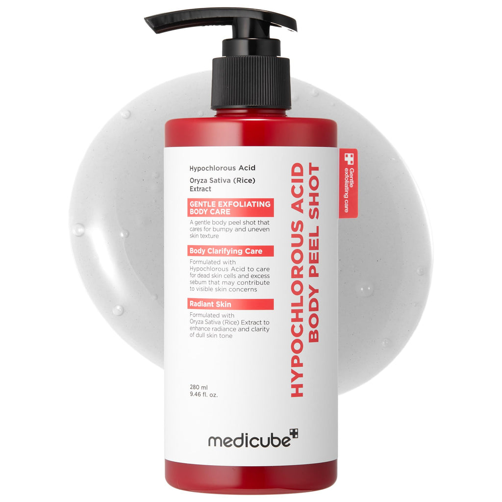 Medicube Body Peel Shot with Hypochlorous Acid | Gentle Body Exfoliating Serum for Dead Skin & Texture | Rice Extract & Panthenol | 9.46 fl oz