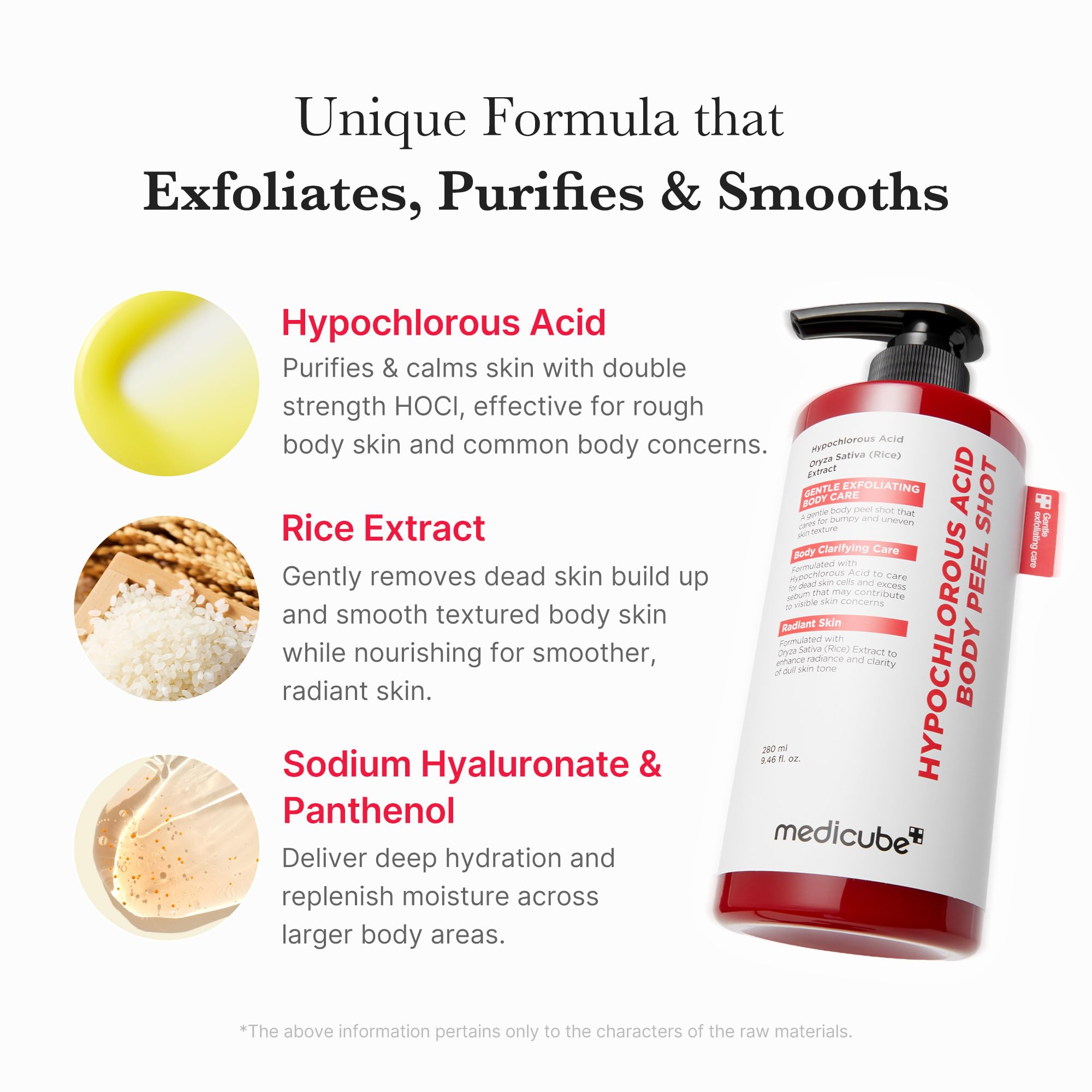 Medicube Body Peel Shot with Hypochlorous Acid | Gentle Body Exfoliating Serum for Dead Skin & Texture | Rice Extract & Panthenol | 9.46 fl oz