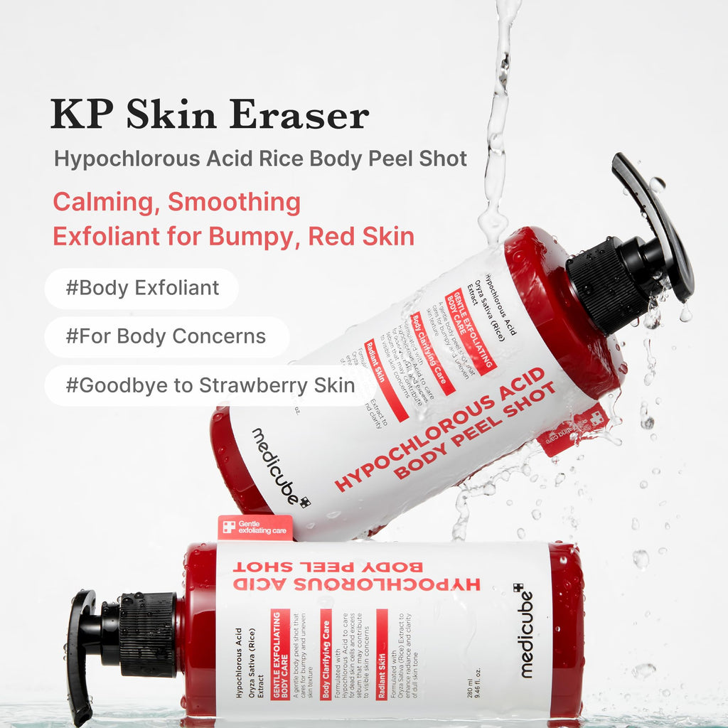 Medicube Body Peel Shot with Hypochlorous Acid | Gentle Body Exfoliating Serum for Dead Skin & Texture | Rice Extract & Panthenol | 9.46 fl oz