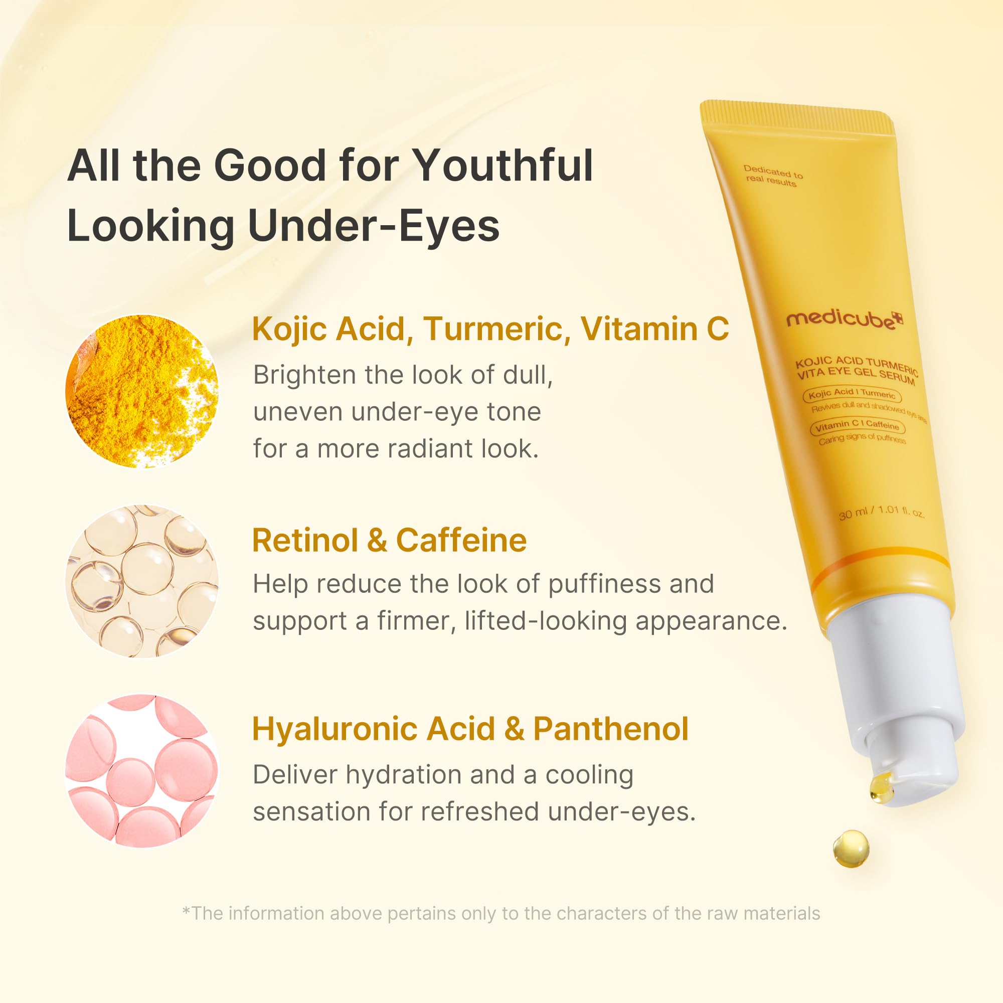 medicube Eye Serum with Kojic Acid Turmeric | All-Day Brightening Eye Gel Serum | Vitamin C, Caffeine & Retinol | Hydrating & Cooling Formula | Korean Skincare, 1.01 fl.oz