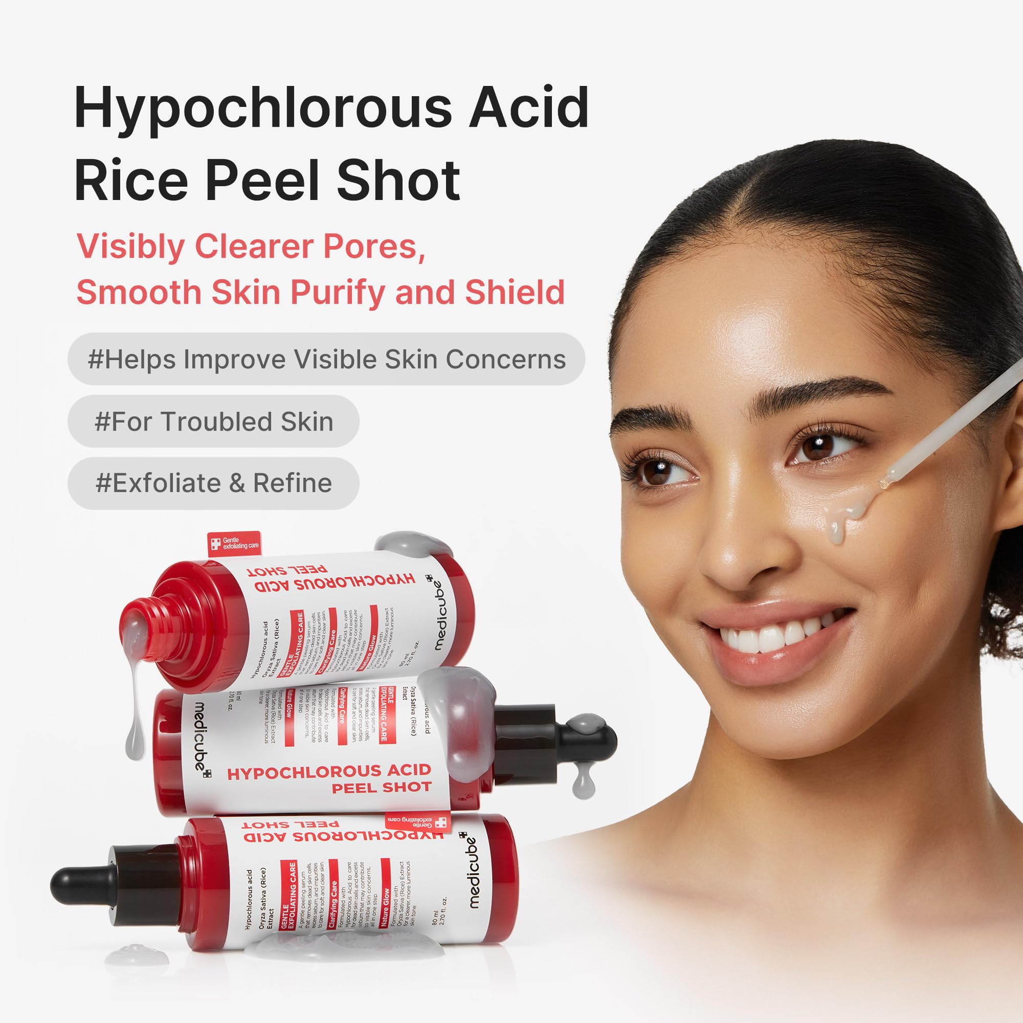 medicube Peel Shot with Hypochlorous Acid — Gentle Exfoliating Serum for Pores, Dead Skin & Hydration | 2.7 fl oz