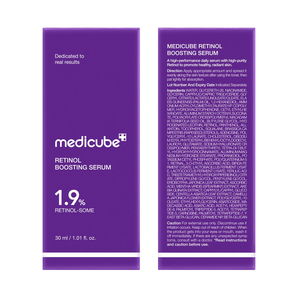 Medicube Retinol Boosting Serum – Intensive Firming, Hydration & Plumping with Retinol, Peptides & Vitamins | Pore Refining & Smooth Radiant Skin | Korean Skincare, 1.01 fl oz
