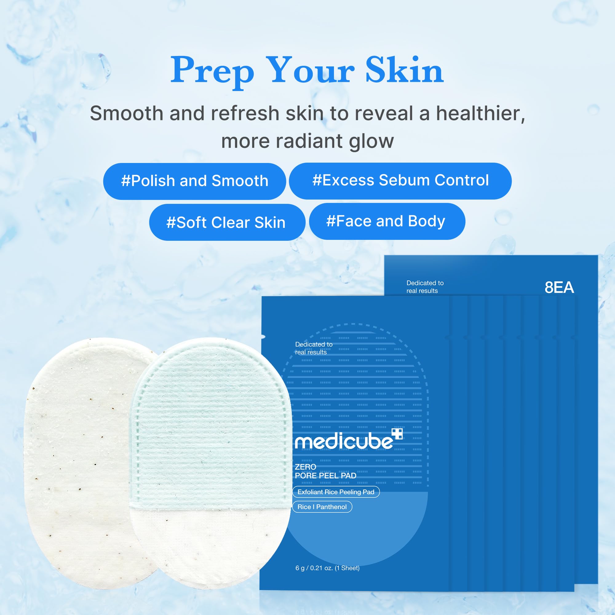 medicube Zero Pore Peel Pads (8ea) – Smoothing Mitt for Face & Body | Rice Extract, Natural AHA & Panthenol