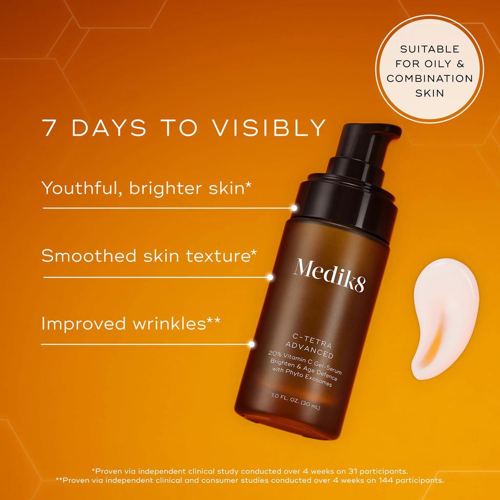 Medik8 C-Tetra Advanced Vitamin C Serum with Hyaluronic Acid & Squalane | Hydration, Brightening, Plumping
