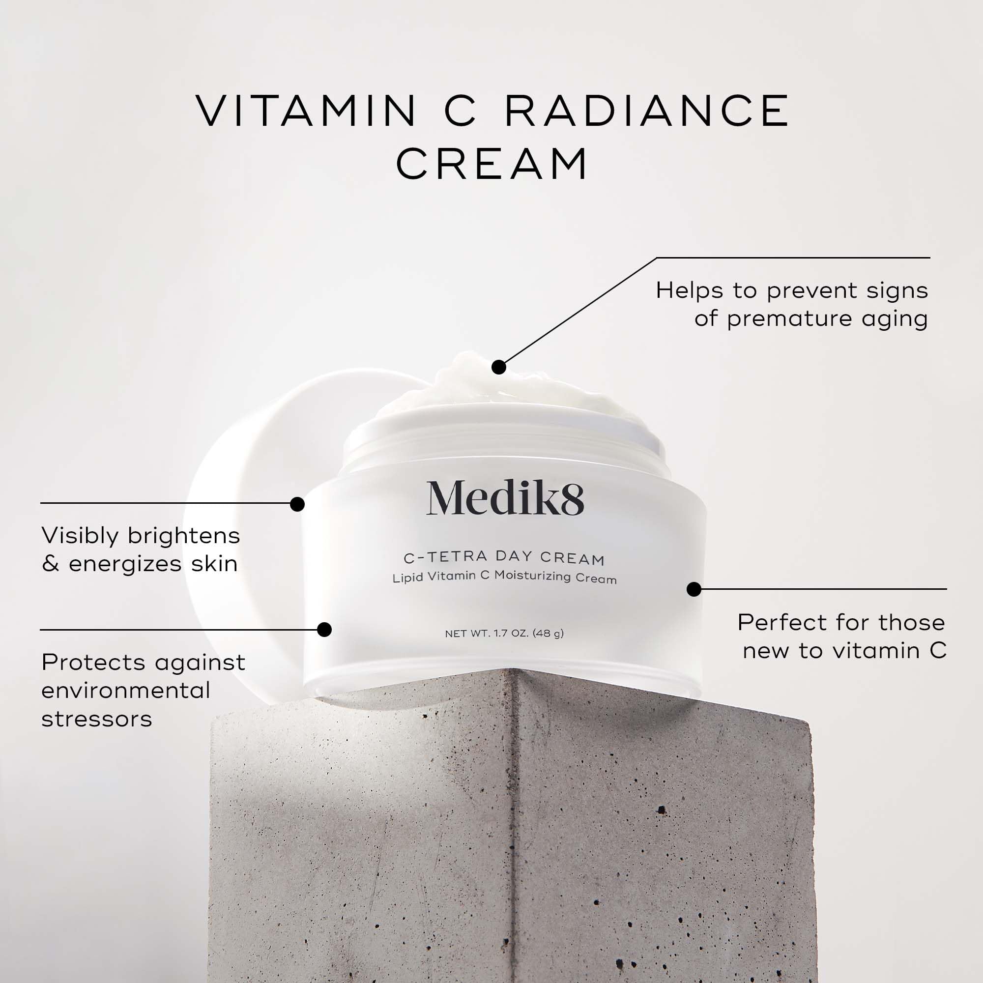 Medik8 C-Tetra Day Cream – Lipid Vitamin C Hydrating Face Moisturizer (1.7 oz)