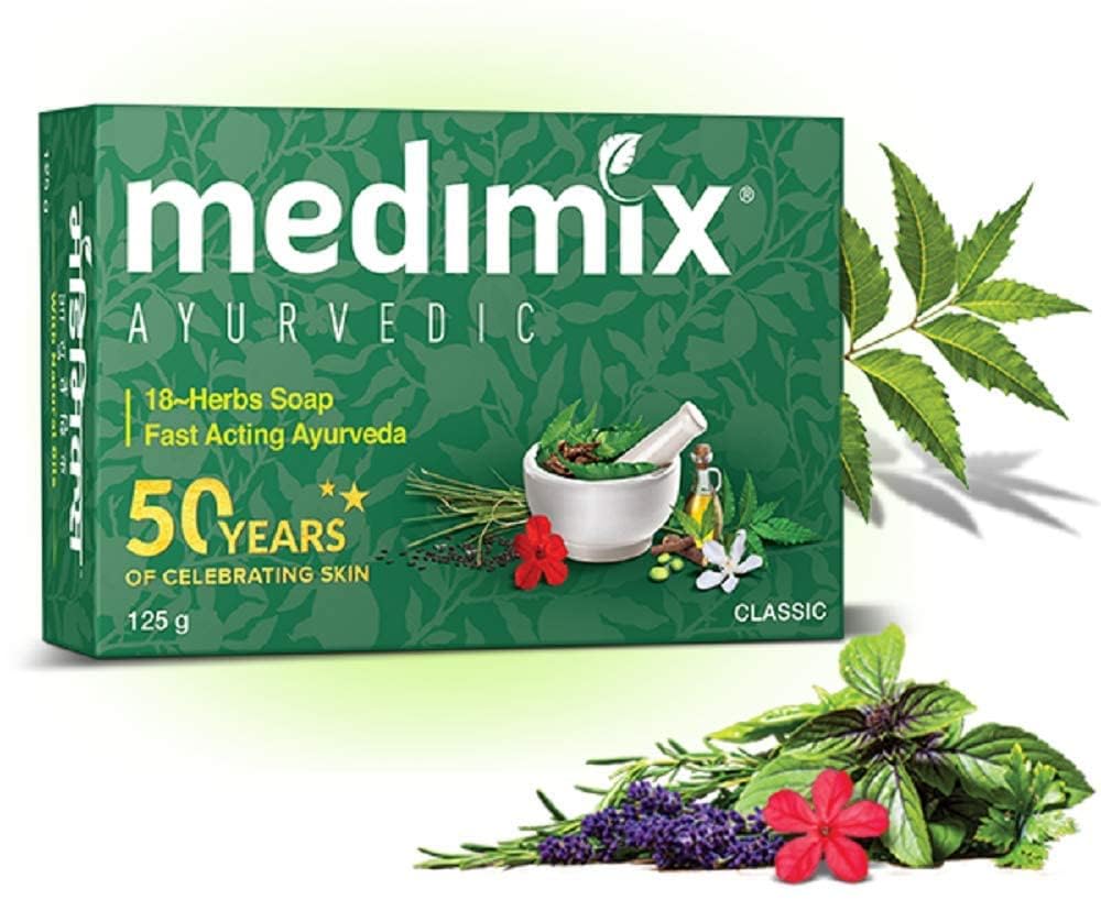 Medimix 18-Herb Ayurvedic Soap | Herbal Handmade Cleanser | Pack of 12