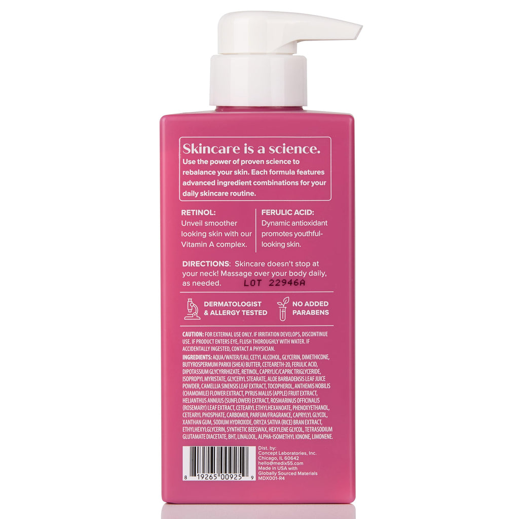 Medix 5.5 Retinol Body Lotion + Hyaluronic Acid Cream - 2pc Hydrating & Firming Skincare Set