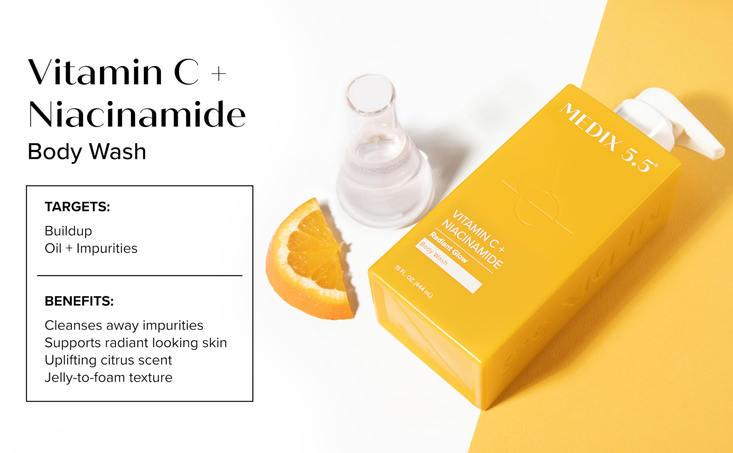 Medix 5.5 Radiant Glow Vitamin C Body Wash with Niacinamide | Citrus Scented | 2-Pack