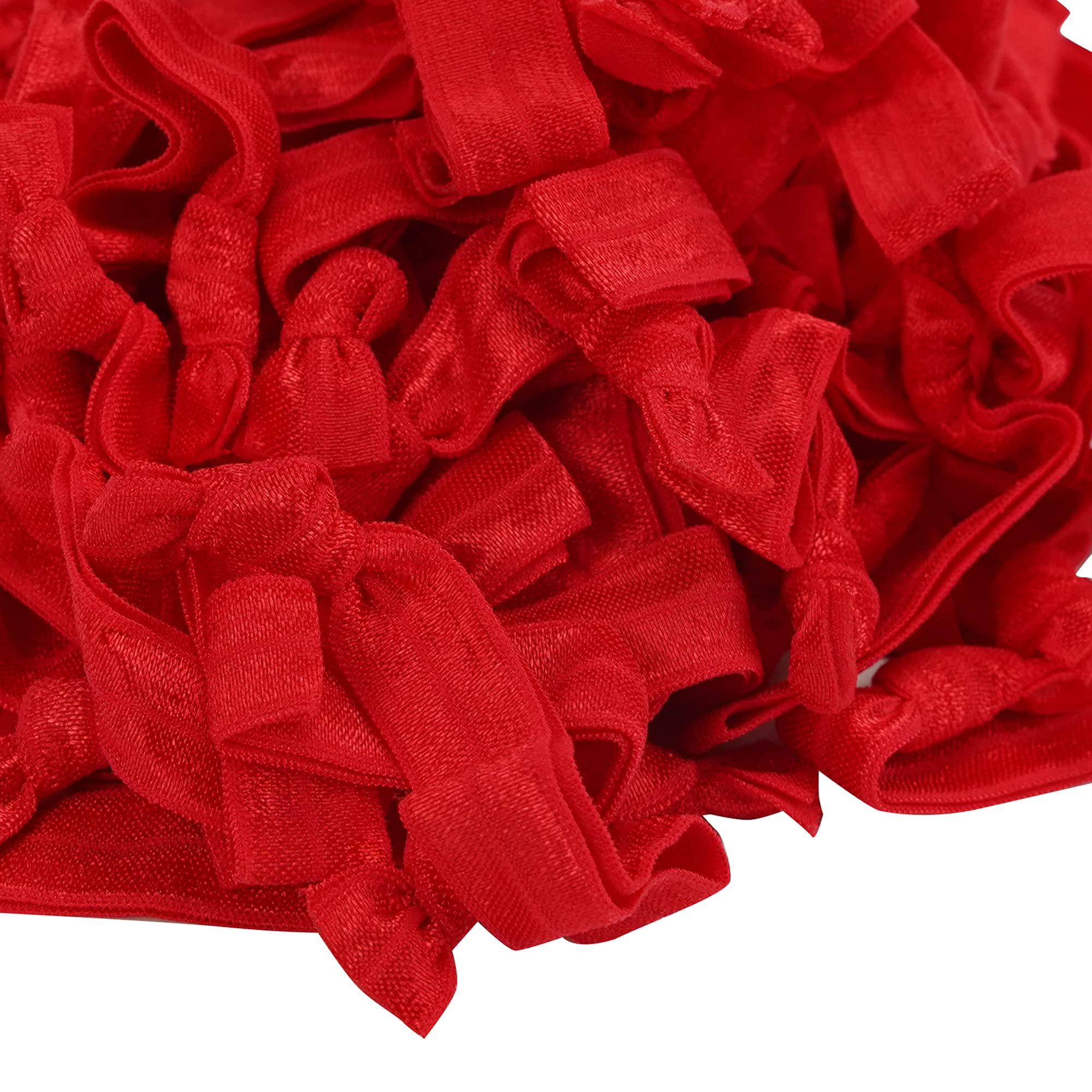 MEEDEE 100 Pack Red Hair Ties – No-Crease, Ouchless, Soft Fold-Over Elastic