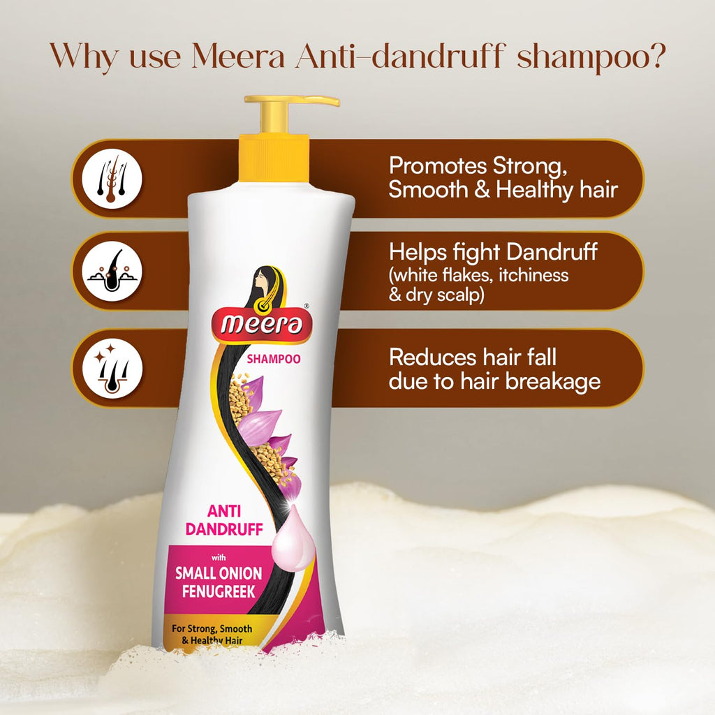 Meera Anti Dandruff Shampoo – White, 340ml | Gentle Cleansing for Scalp Comfort