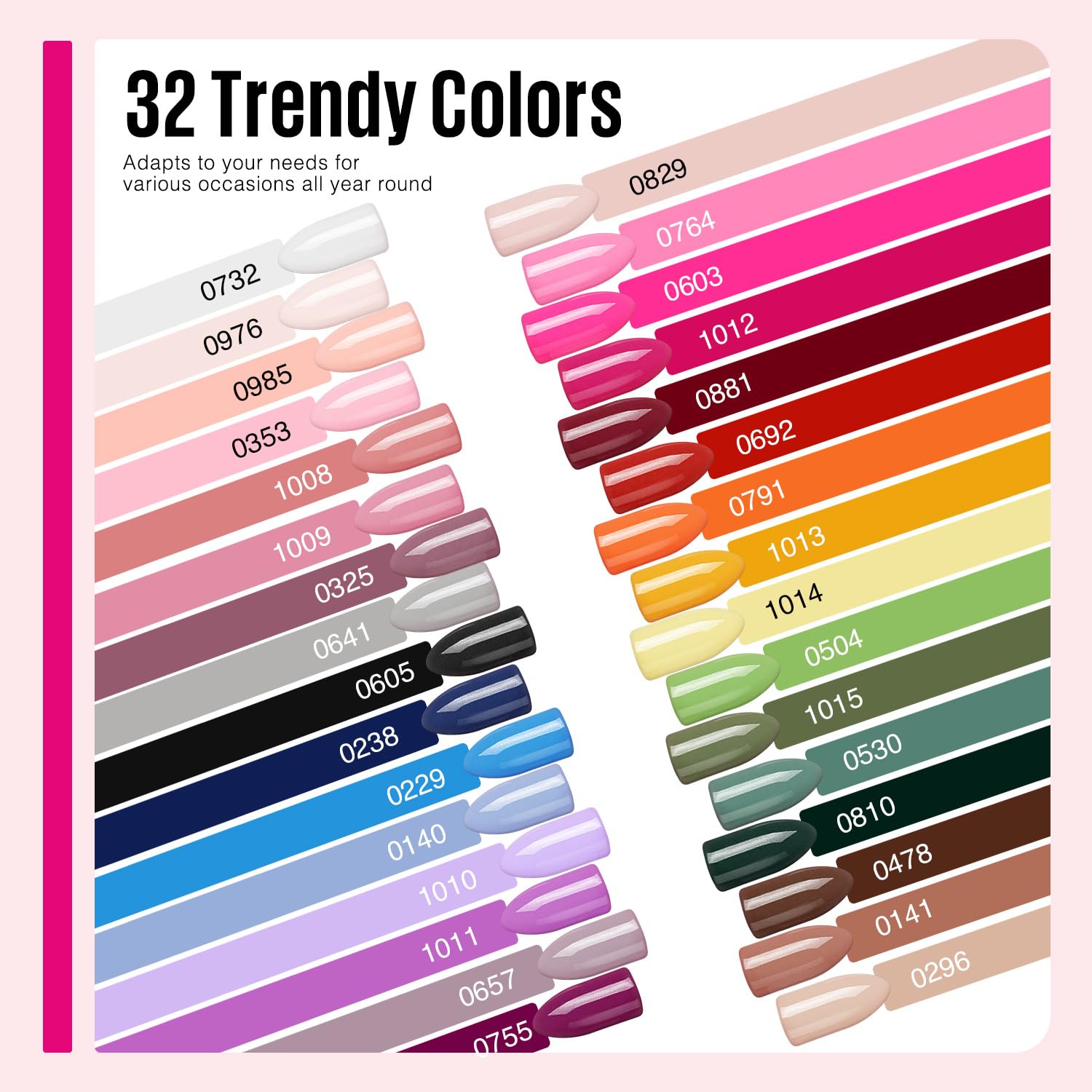 MEFA 35 Pcs Gel Nail Polish Set – 32 Shades for DIY Nail Art, Home Salon & Gifts