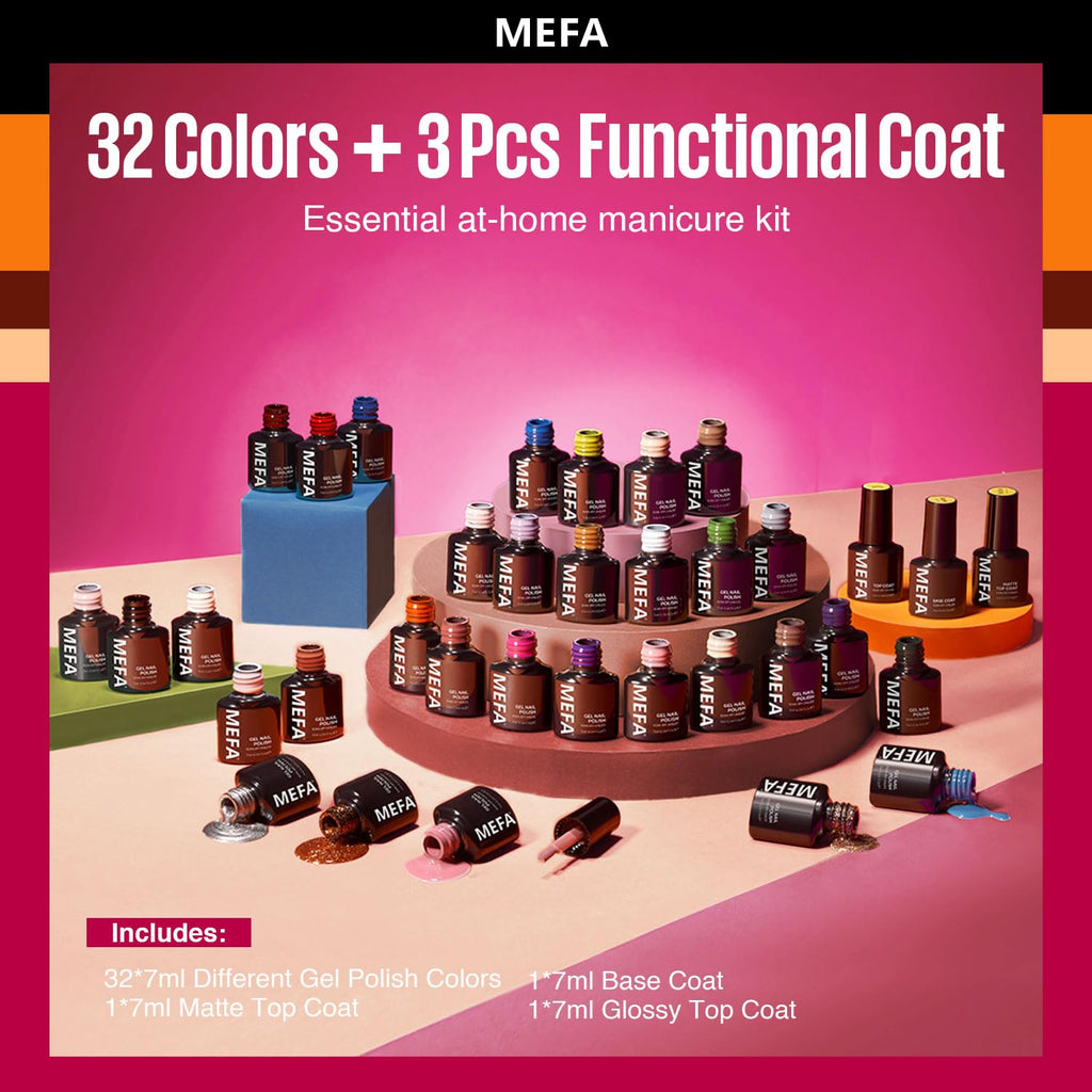 MEFA Fall Gel Nail Polish Set – 32 Colors, Long-Lasting DIY Salon Kit