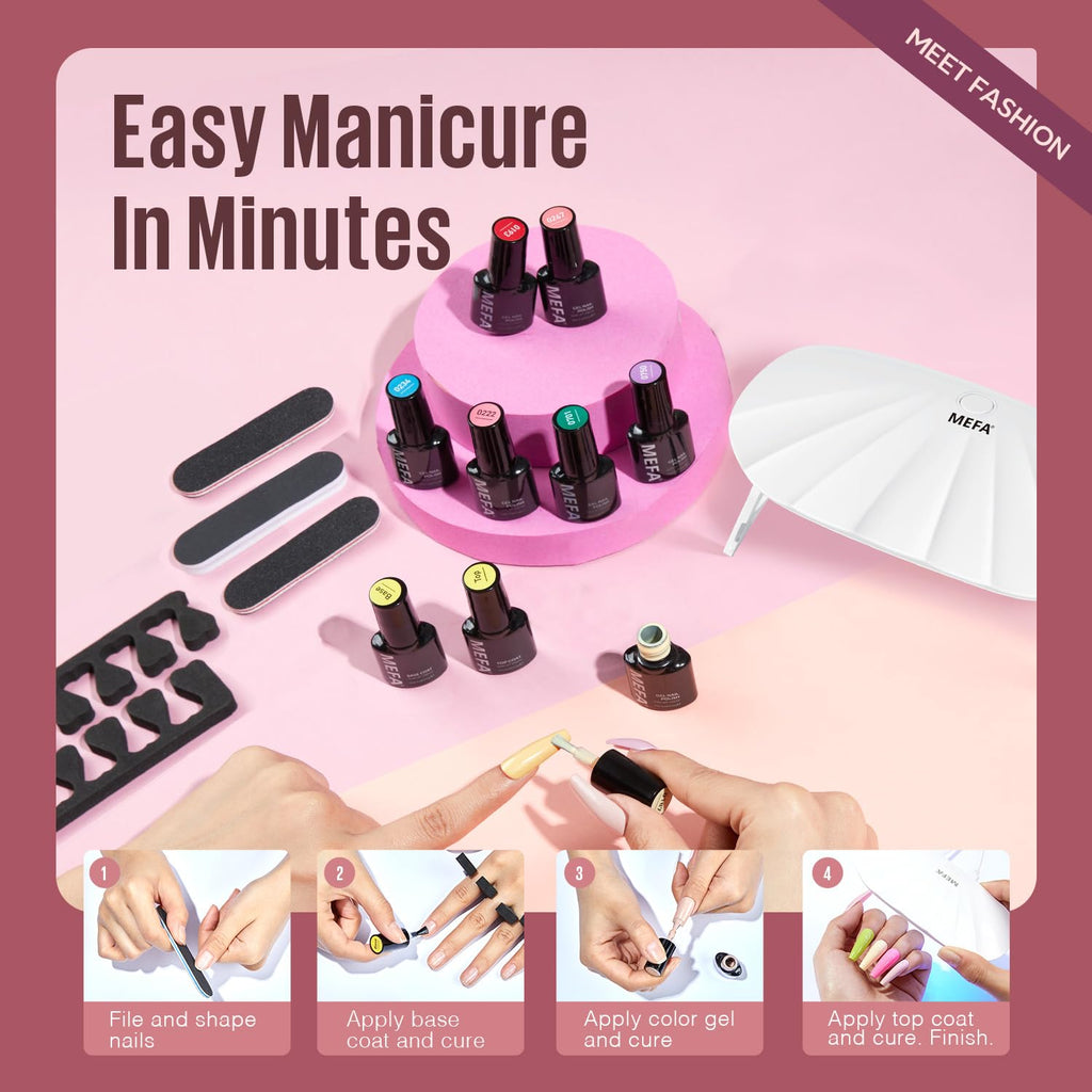 MEFA 19-Piece Gel Nail Polish Kit with UV Light — 12 Fall Shades for At-Home Salon
