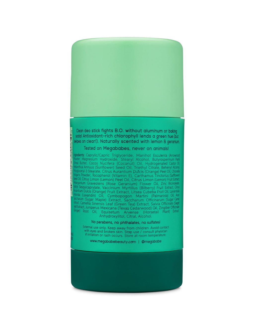 Megababe Daily Deodorant Green Deo – Aluminum-Free, All-Natural with Anti-Oxidants | Geranium & Lemon | 2.6 oz (Pack of 2)