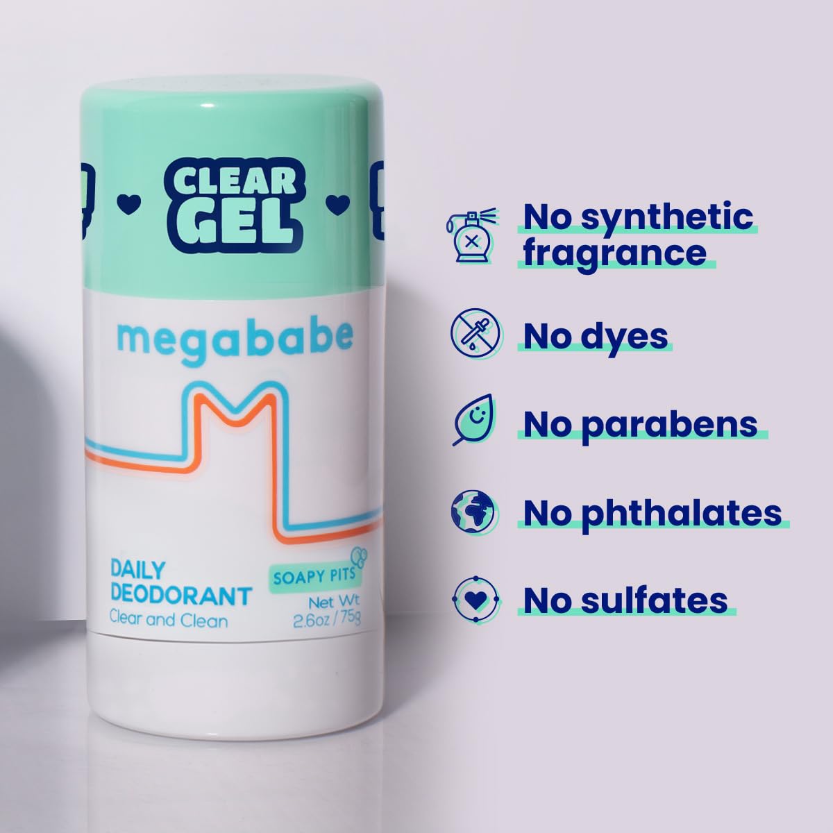 Megababe Daily Deodorant Soapy Pits – Aluminum-Free, Clear & Fresh