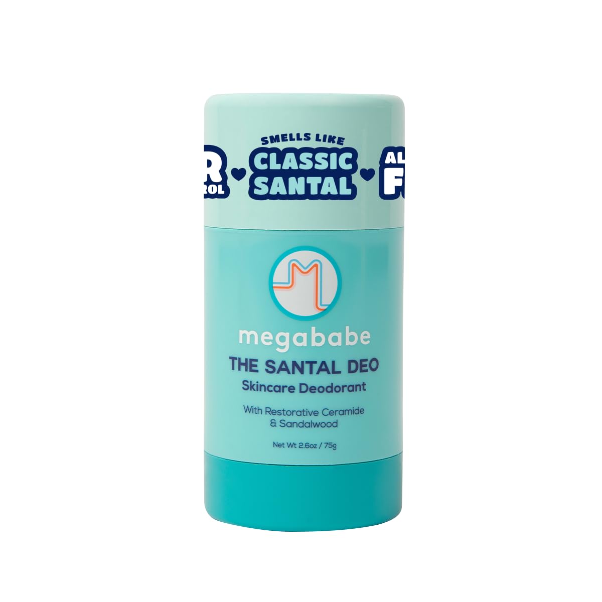 Megababe Santal Deo – 72-Hour Odor Protection, Aluminum-Free, Ceramides + Sandalwood, 2.6 oz