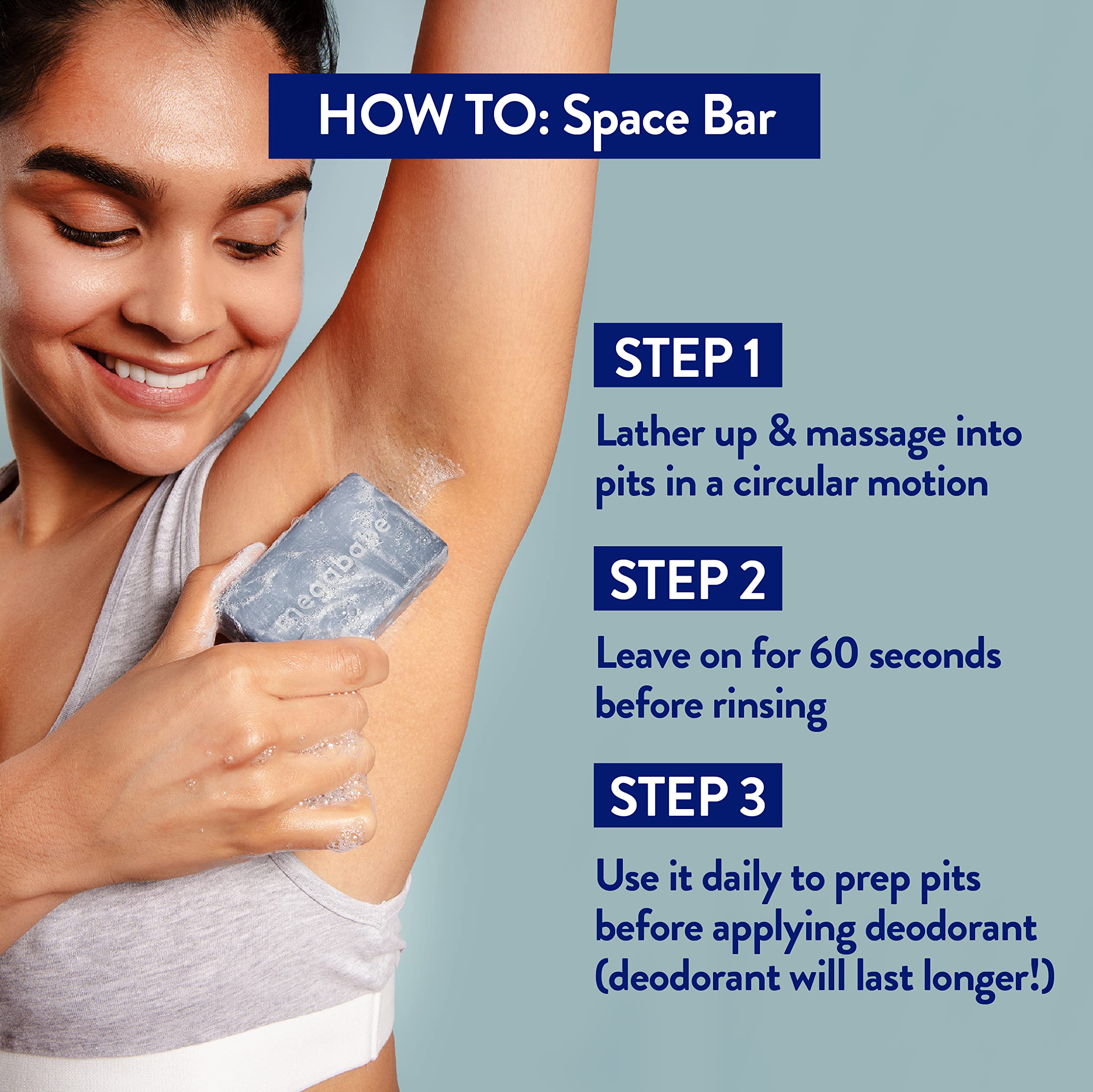 Megababe Space Bar Underarm Soap – Charcoal Detox for Odor Control | 4.5 oz (Pack of 2)