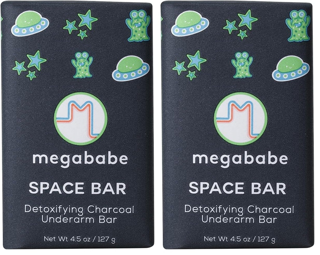 Megababe Space Bar Underarm Soap – Charcoal Detox for Odor Control | 4.5 oz (Pack of 2)
