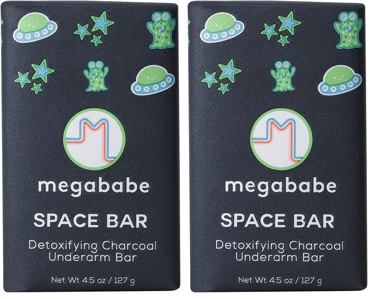 Megababe Space Bar Underarm Soap – Charcoal Detox for Odor Control | 4.5 oz (Pack of 2)