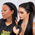 Megalook Hair Drawstring Glueless 13x6 Lace Front Wig - 18-Inch, 220% Density, Human Hair