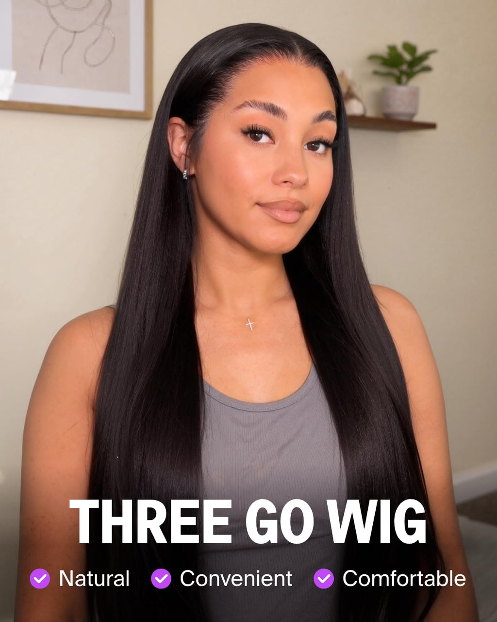 Megalook Hair Drawstring Glueless 13x6 Lace Front Wig - 18-Inch, 220% Density, Human Hair