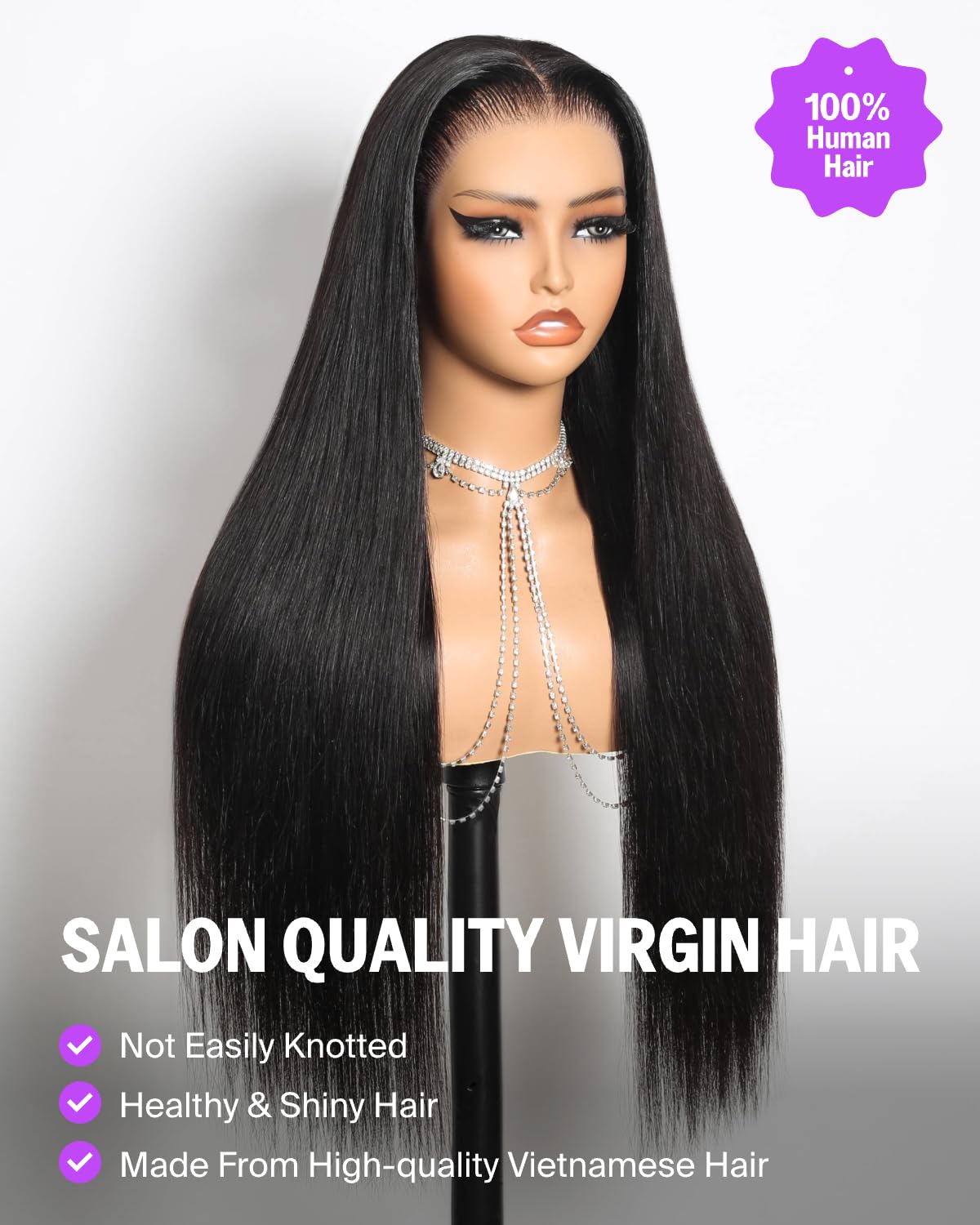 Megalook Hair Drawstring Glueless 13x6 Lace Front Wig - 18-Inch, 220% Density, Human Hair