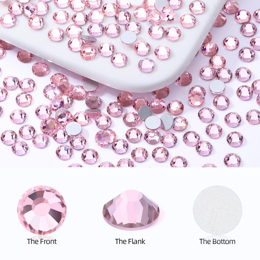 MEIBITE Pink Flatback Rhinestones – 2880 SS16 Glass Crystals (3.8-4.0mm) for Nails & Crafts