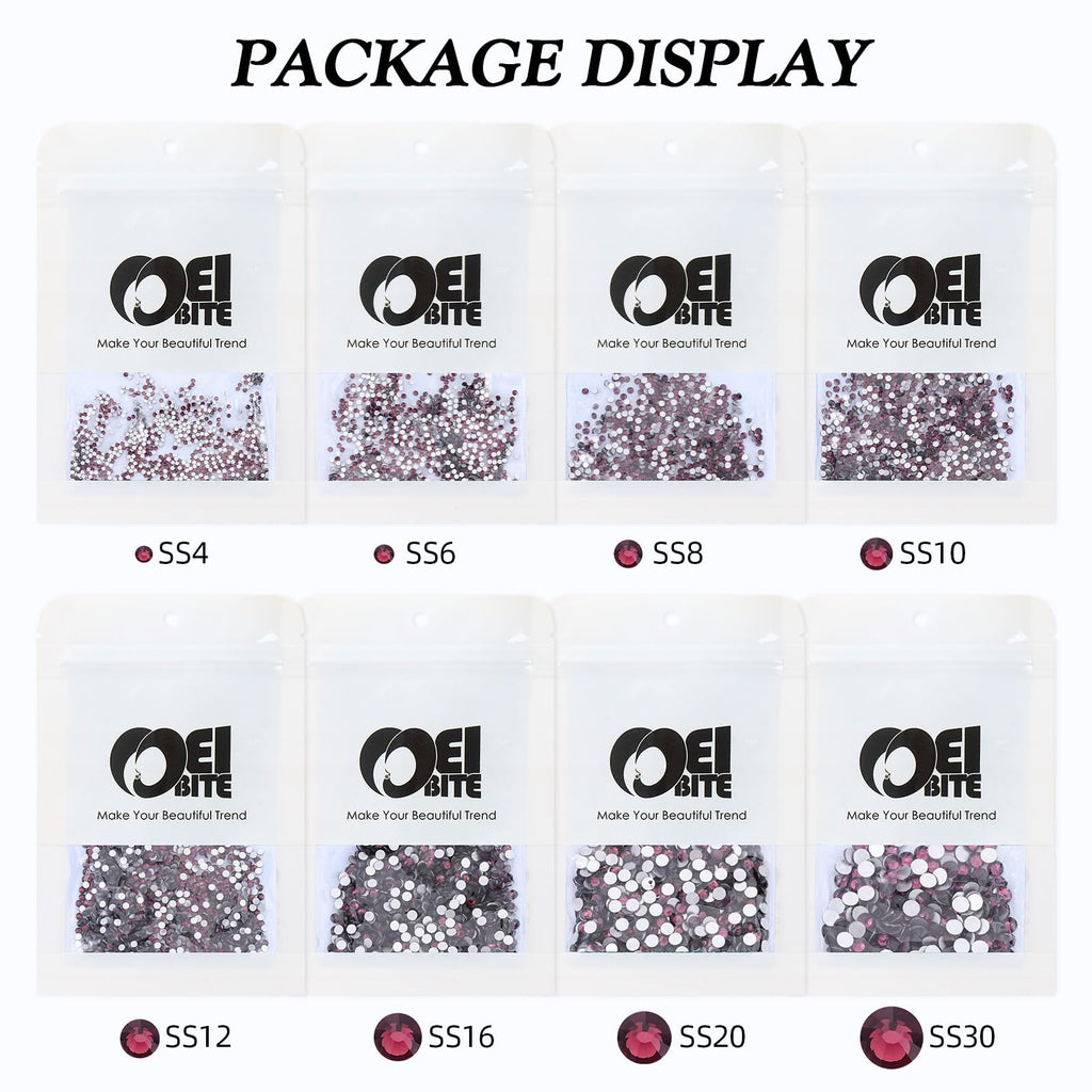 Meibite Purple Flatback Rhinestones – 1440pcs Glass Rhinestones (SS10, 2.7–2.8mm) for Nails & Crafts