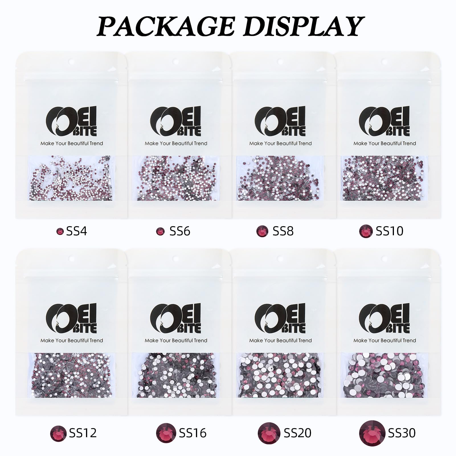 Meibite Purple Flatback Rhinestones – 1440pcs Glass Rhinestones (SS10, 2.7–2.8mm) for Nails & Crafts