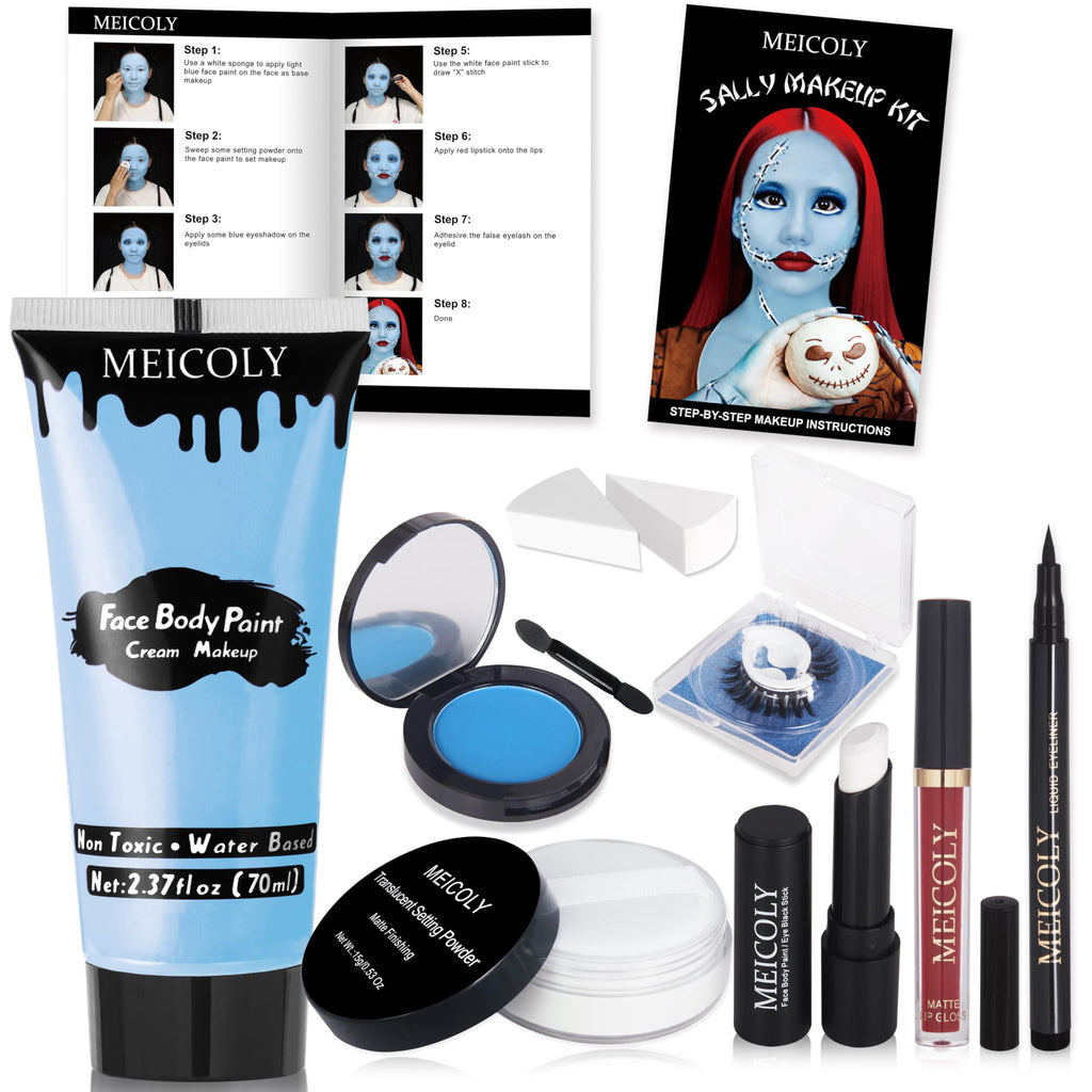 MEICOLY Sally Makeup Kit — Complete Sally Corpse Bride SFX Set for Halloween & Cosplay