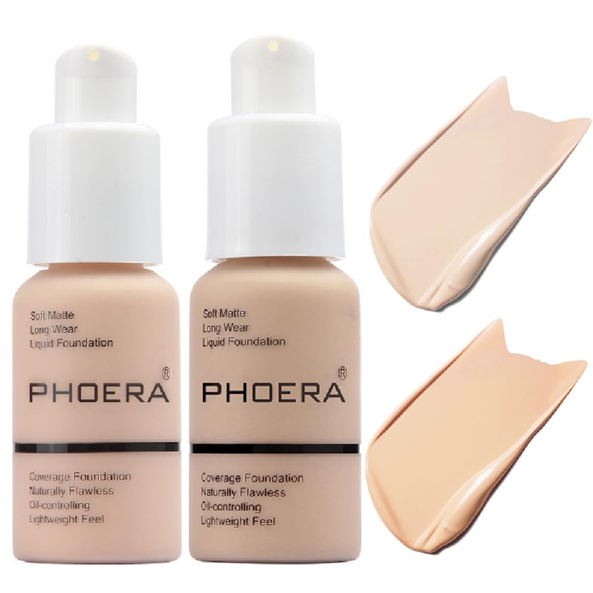 Meifen 2-Pack Foundation 101 Porcelain & 102 Nude – Full Coverage Soft Matte, 24H Oil Control Waterproof