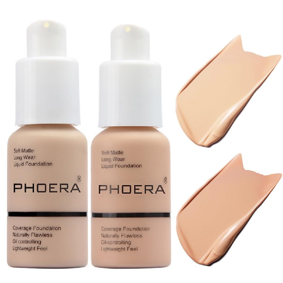 Meifen PHOERA Foundation 2 Pack – 102 Nude & 103 Warm Peach | Flawless Soft Matte, 24HR Oil Control