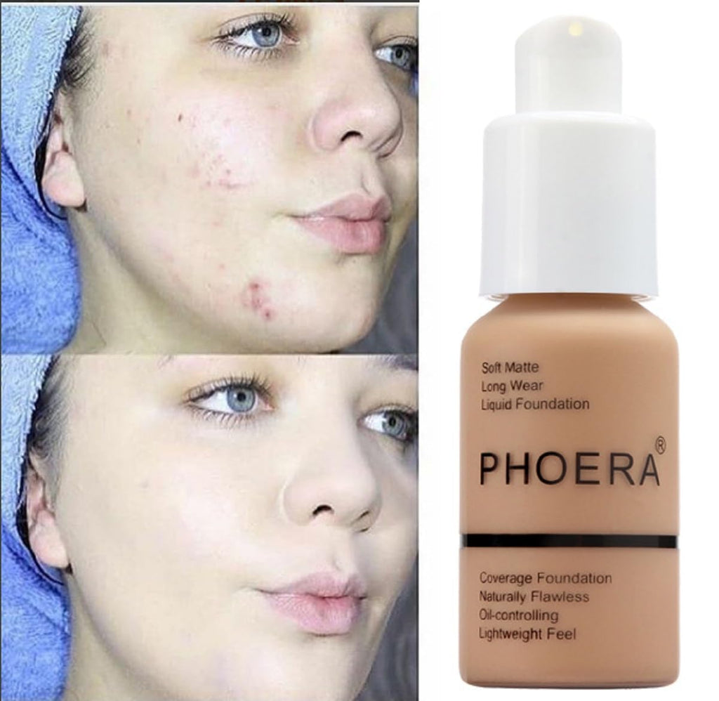 Meifen PHOERA Foundation 2 Pack – 108 Tan & 109 Mocha, Soft Matte, Oil Control
