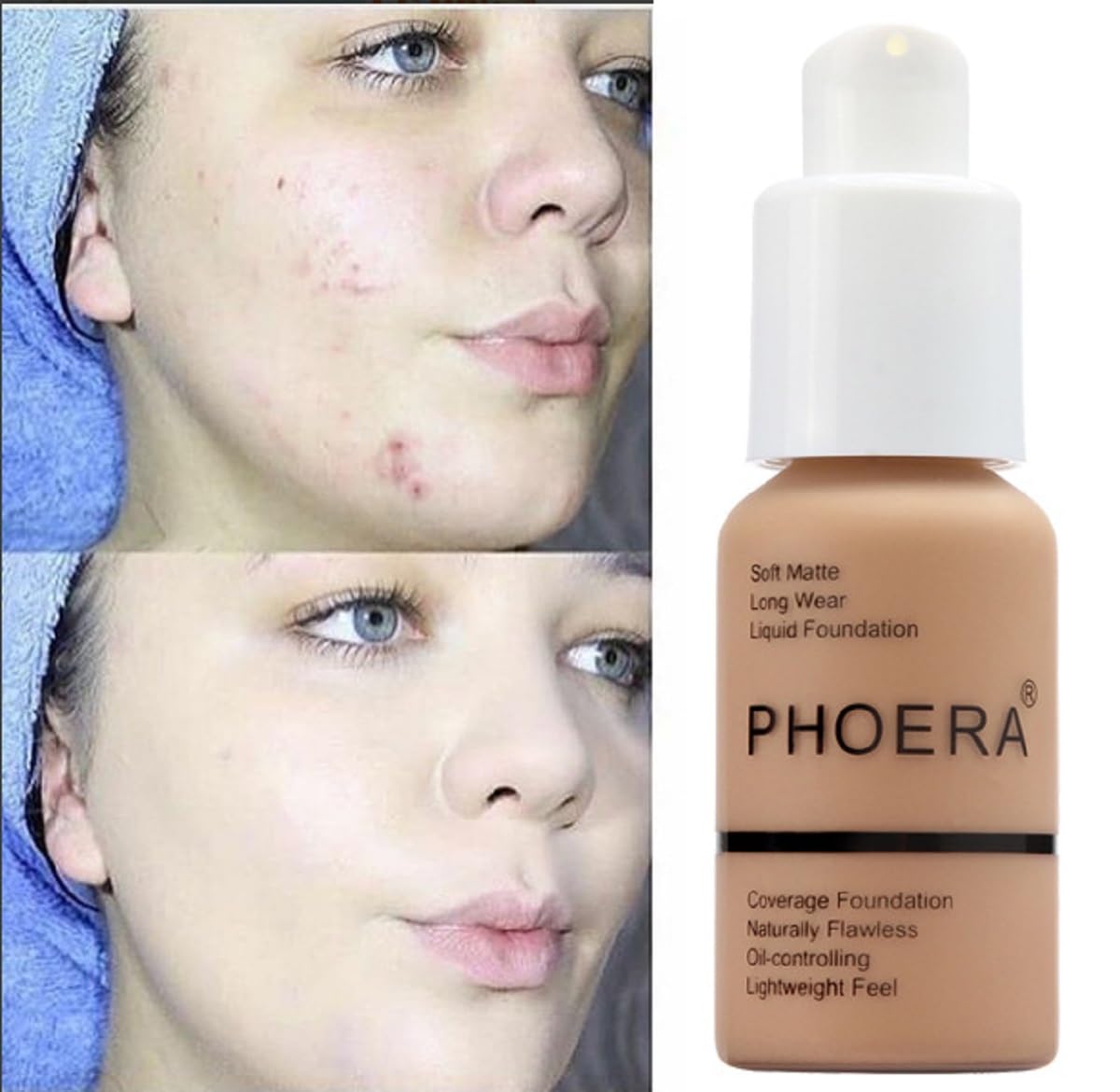 Meifen PHOERA Foundation 2 Pack – 108 Tan & 109 Mocha, Soft Matte, Oil Control