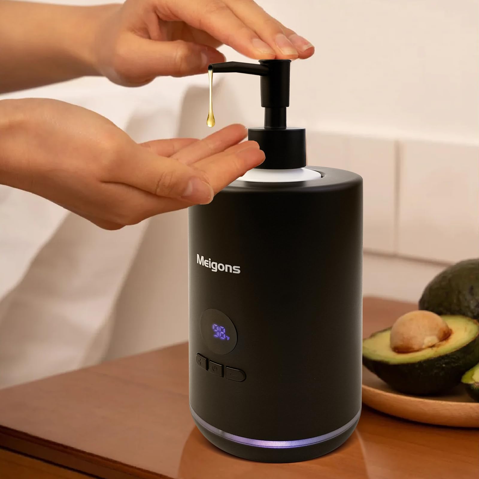 Meigons Oil Warmer for Massage - Constant Temperature - Dual Dispenser - Black