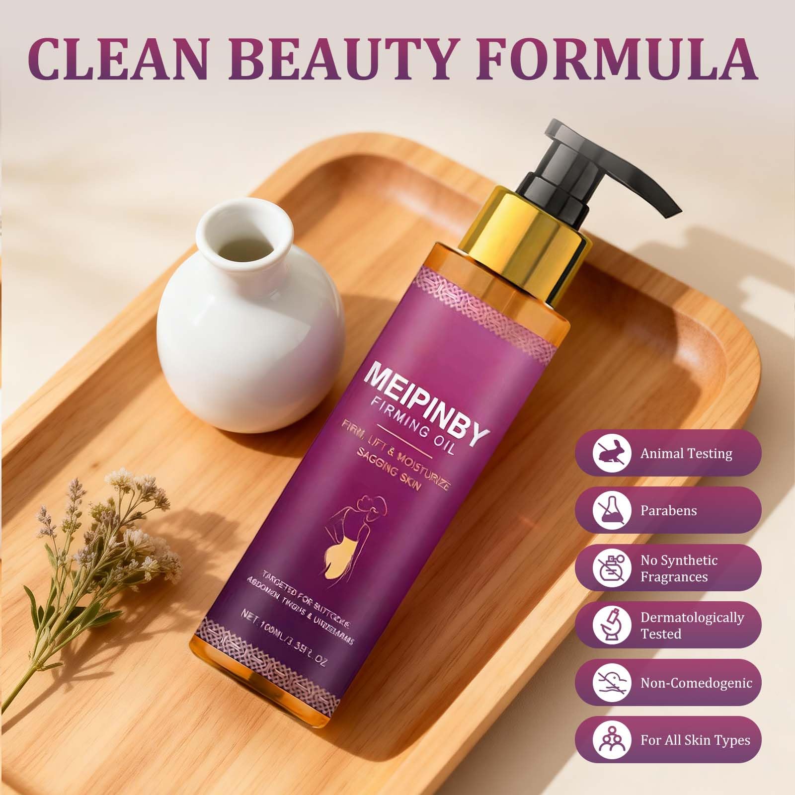 MEIPINBY 2x100ml Body Firming Oil – Fast-Absorbing Hydration for Arms, Chest & Thighs