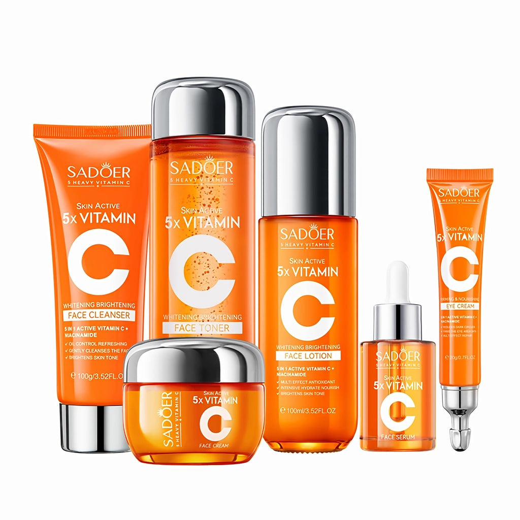 MEIYUANNAISI Vitamin C Skincare Set – 6-Piece Travel Kit for Hydration, Tone, and Glow