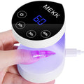 MEKK Mini UV Light for Nails – Peach Shape, Auto-Sensor, 8 Beads, 4 Timers, Travel-Ready
