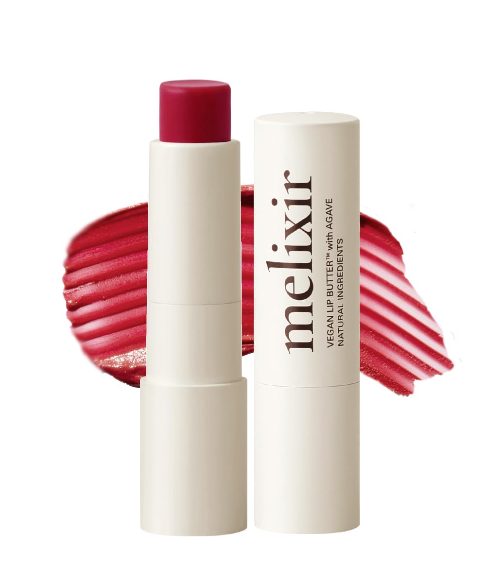 Melixir Vegan Lip Butter (12 Colors) – Hydrating Tinted Lip Balm with Shea Butter – #15 Dirty Pink
