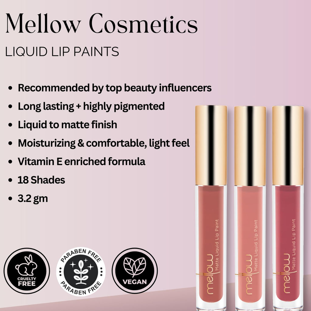 Mellow Cosmetics - Liquid Lip Paint Barcelona | Bold Color, Lightweight Wear