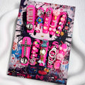 MellowBells Handmade Press On Nails | Dark Baroque with Black Diamonds and Vintage Watches
