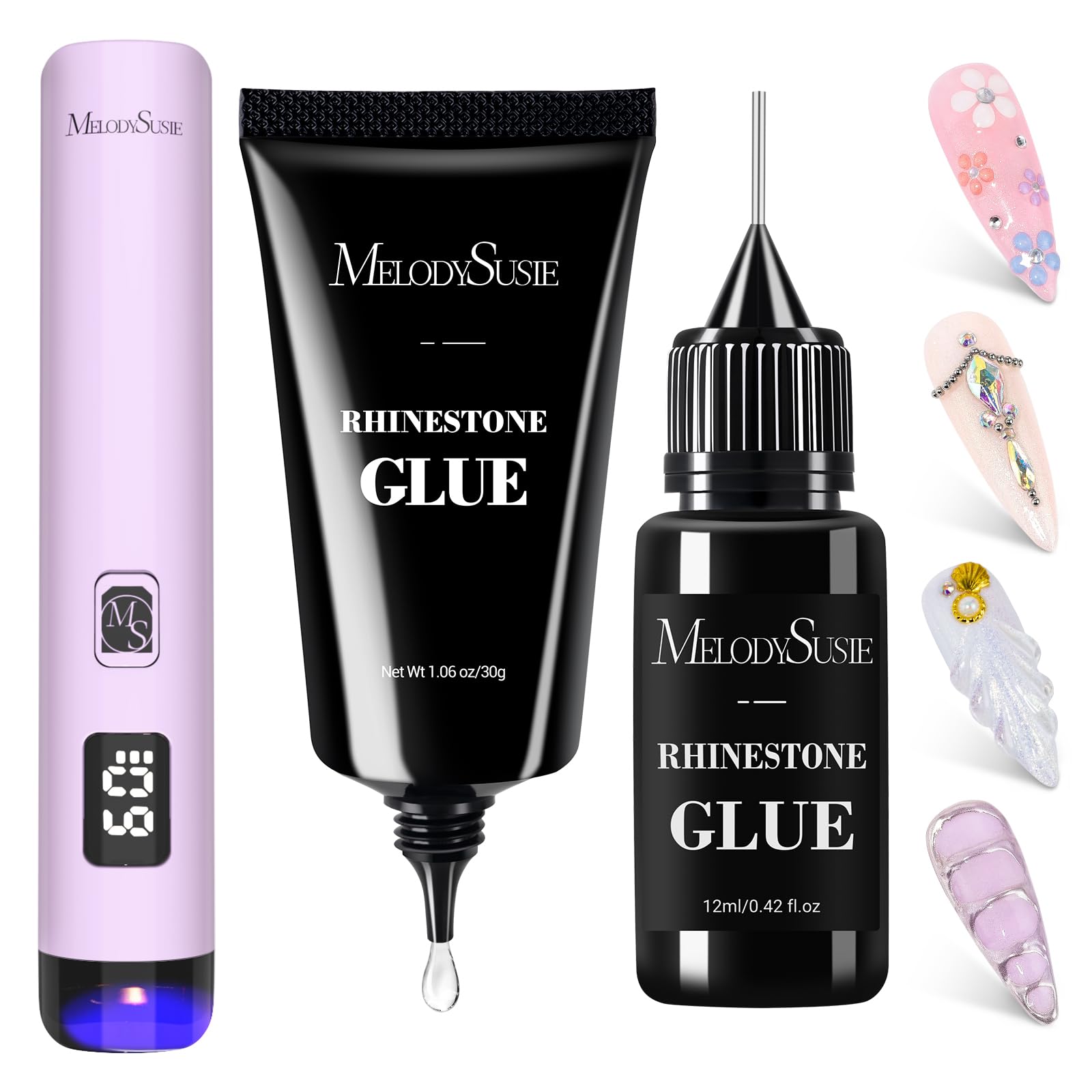 MelodySusie ART01R Handheld UV Light – Cordless Gel Nail Lamp with LCD Display